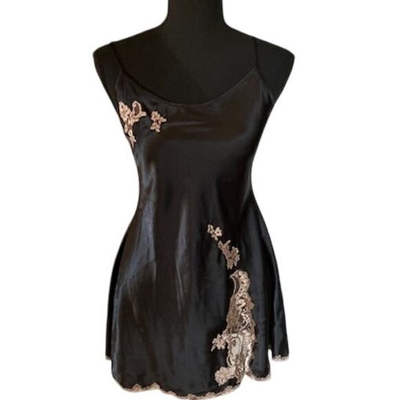 Victoria's Secret Other - Y2K Victoria's Secret Black Satin Slip Dress w/ Cream Lace – Madison Beer Style